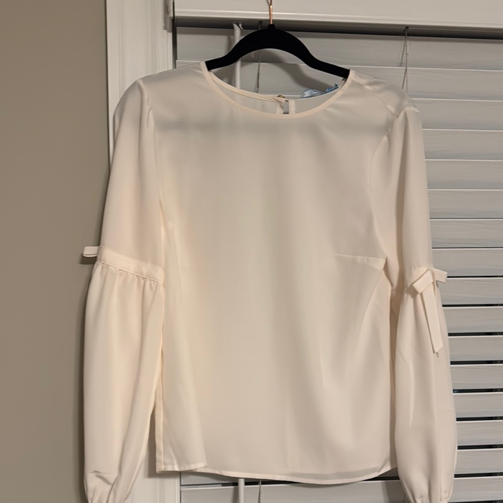 Draper James Cream Blouse with Bow Details